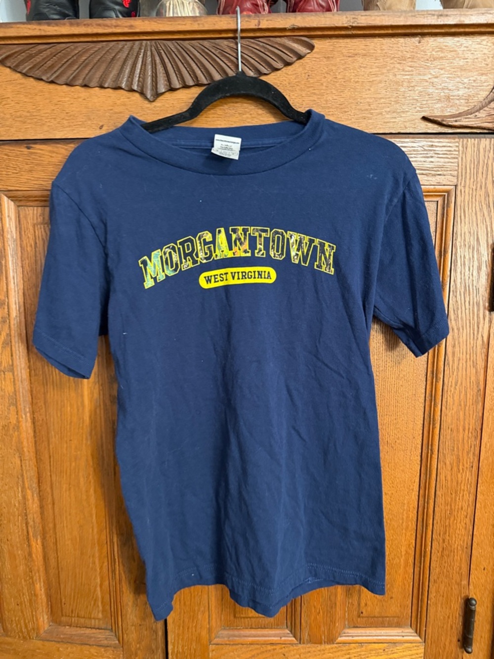 Kids Navy Short-Sleeve Tee with Yellow Morgantown Graphic